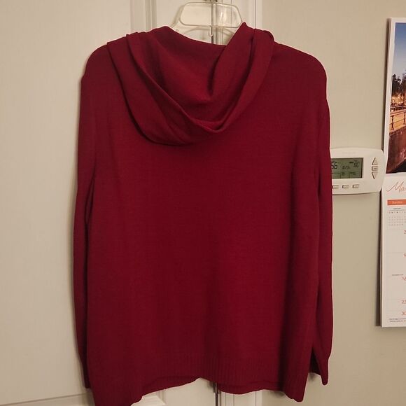 St. John Sport Full-Zip Wool Hoodie In "Wild Fire" Red Size L NWT - Picture 11 of 14